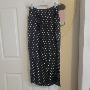 Kate Spade Sz2 Elegant Silk Black and White Polka Dot Pencil Skirt wrap look